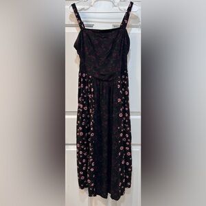 Thorn & Fable Dark Floral Milkmaid Midi Dress Sz L Prairie Renaissance Steampunk